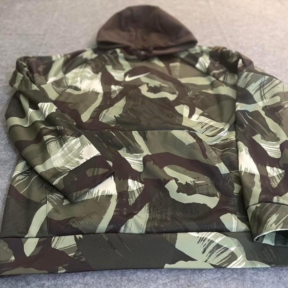 Nike‎ Therma-FIT Hoodie Mens Cascade Brushstroke Camo Green Pullover DPM-001